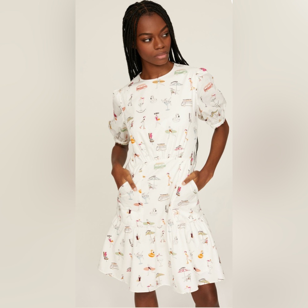 Boss White Mini Dress with Colorful Prints